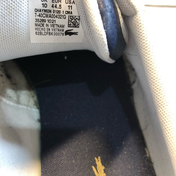 Lacoste Chaymon Sneaker Size 11 Men’s White/Navy/Gold - Picture 13 of 16